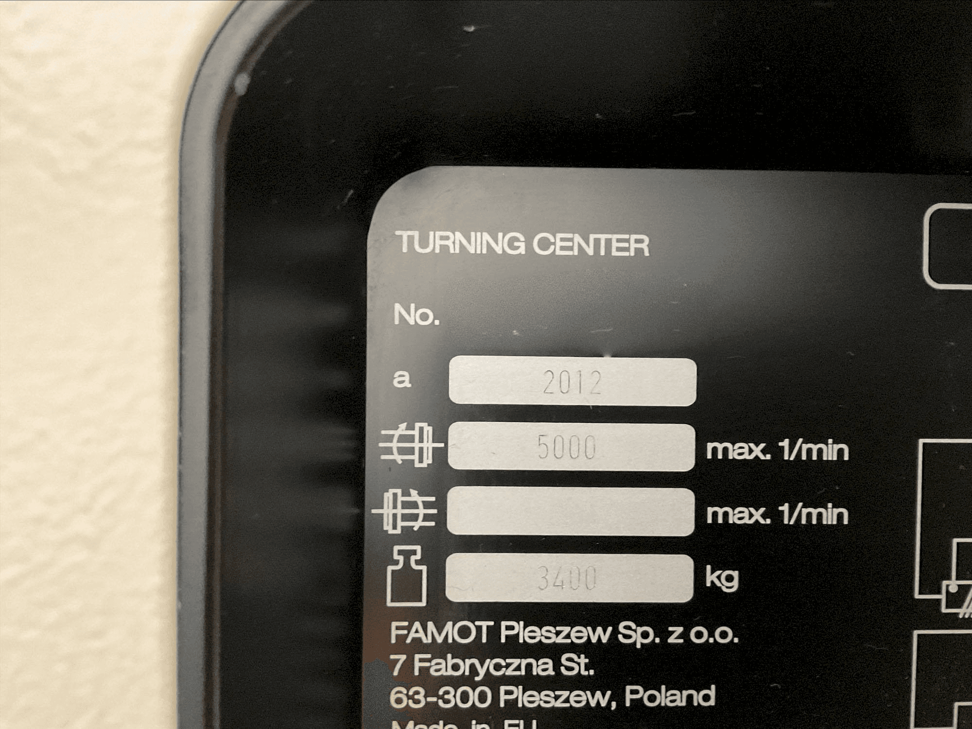 Nameplate of DMG MORI CTX 310 ecoline machine