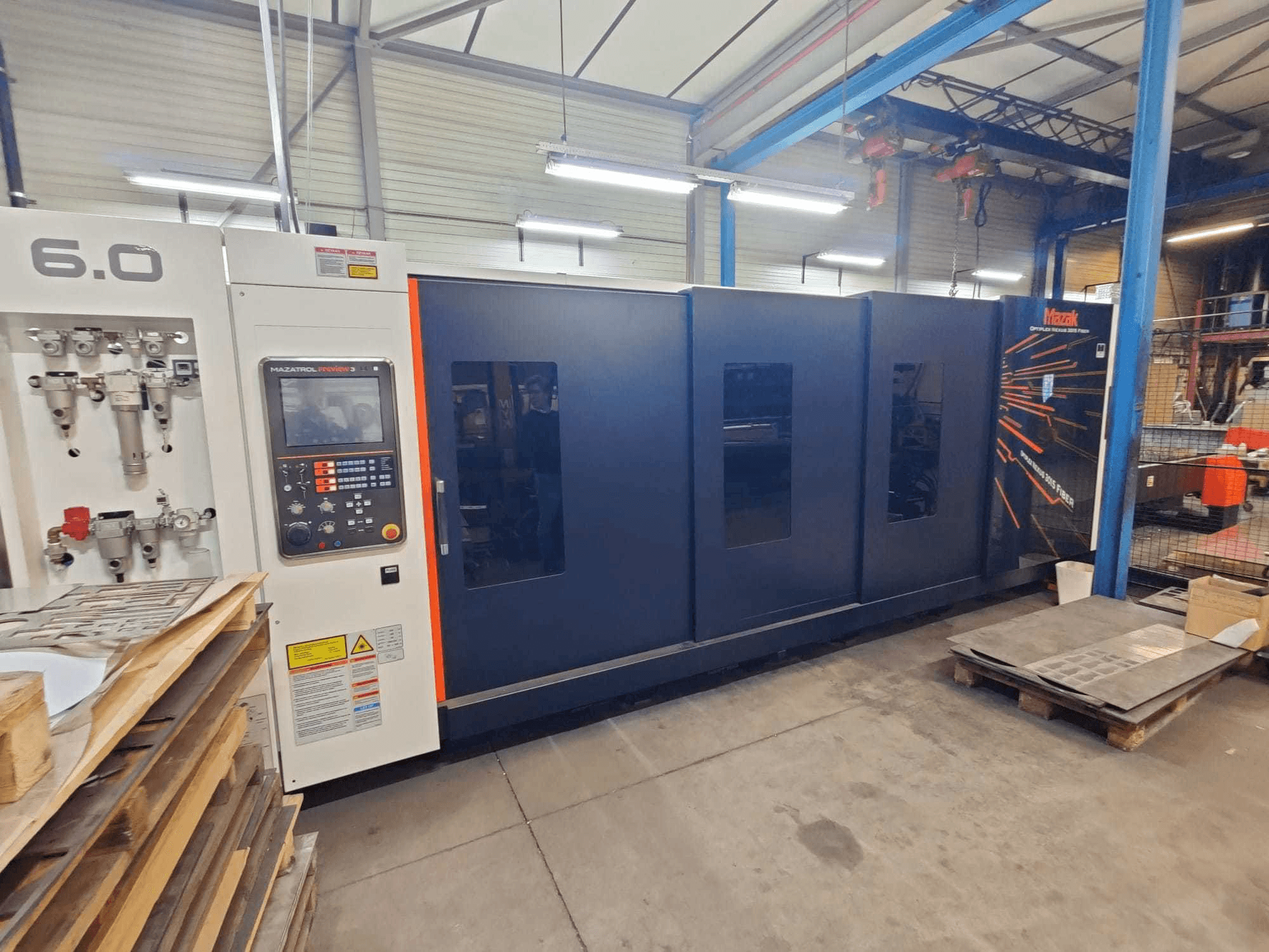 Front view of Mazak Optiplex Nexus 3015 machine