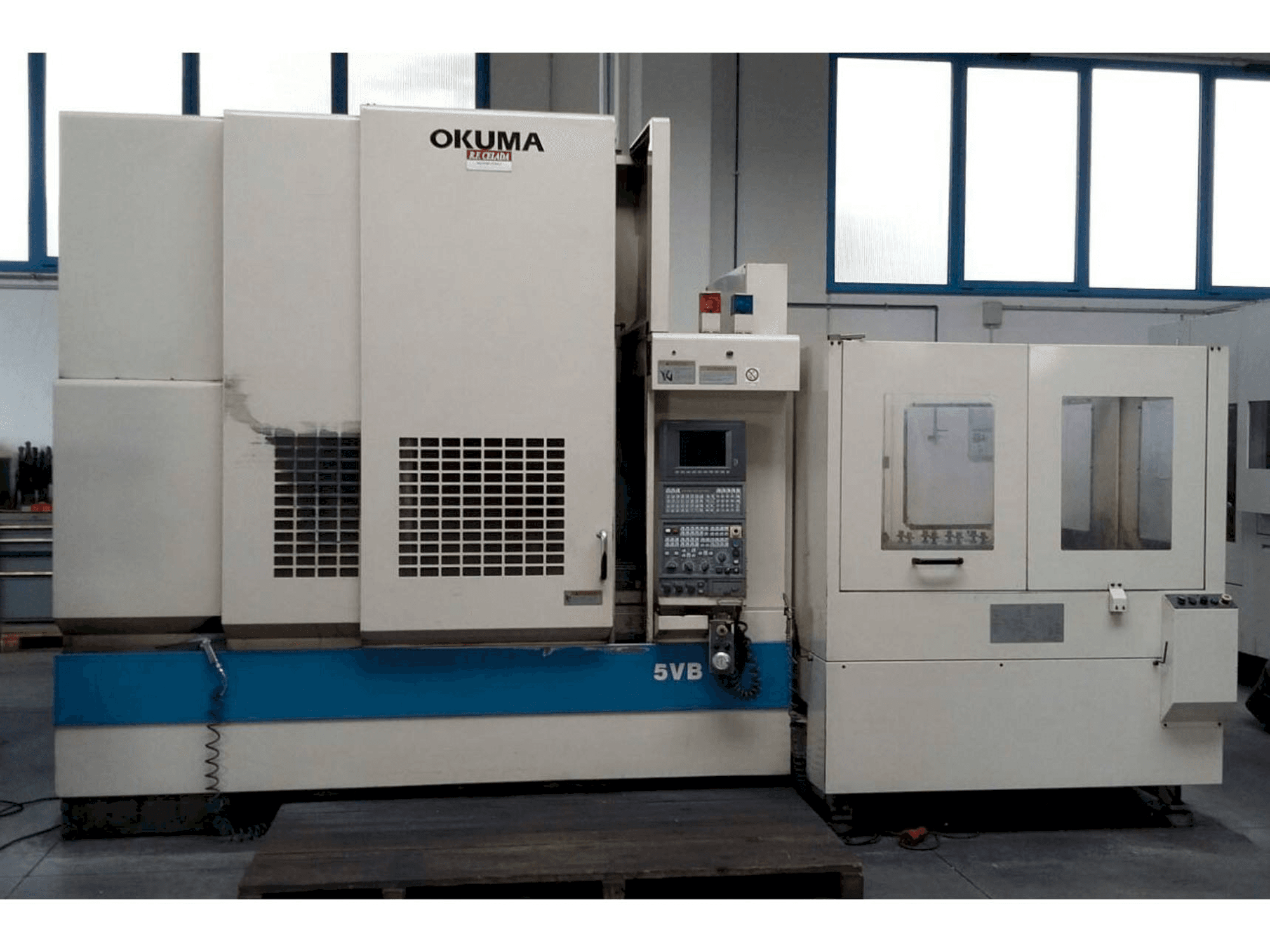 Front view of Okuma MX55 VB machine