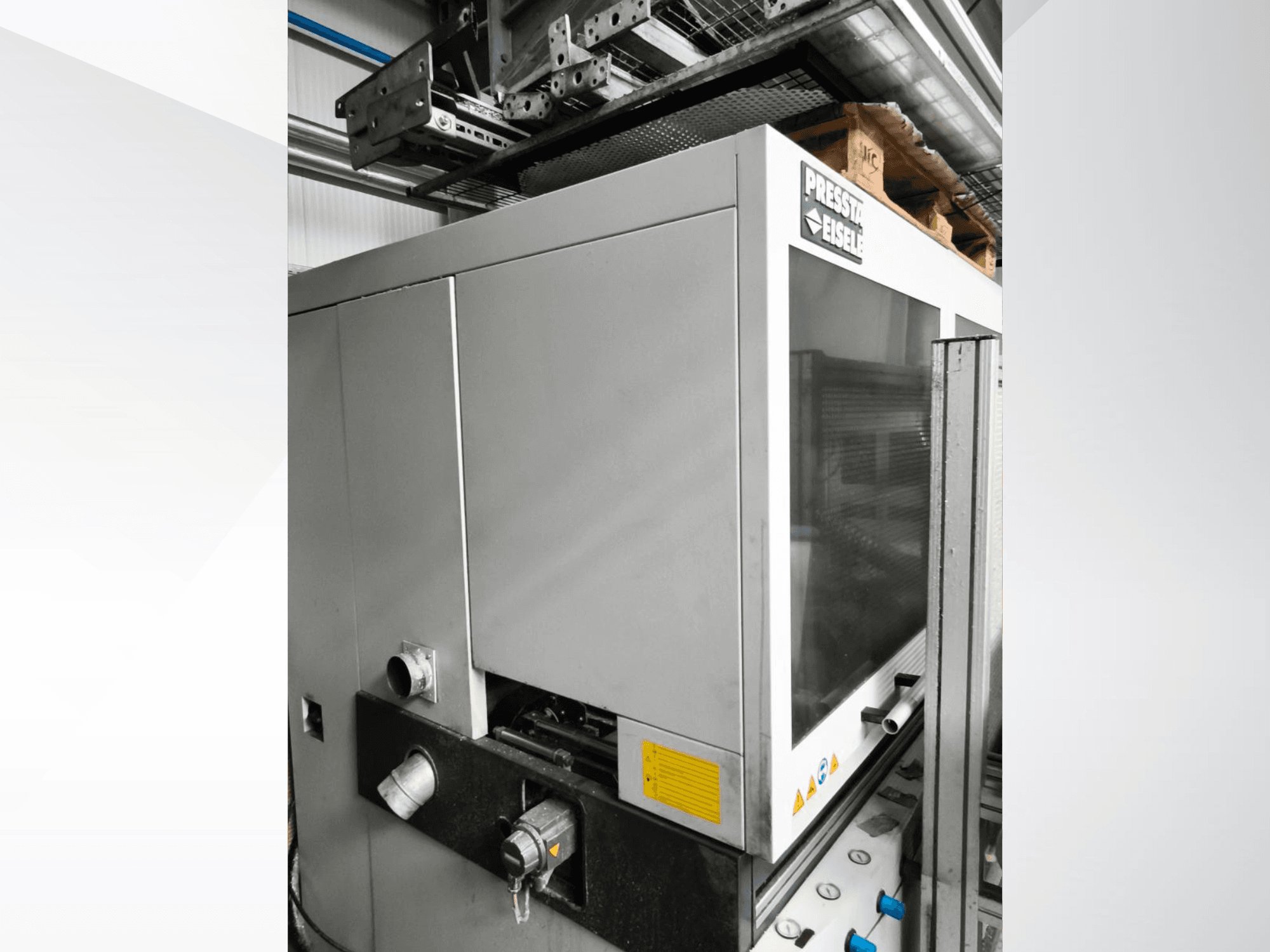 Циркулярна пила по металу PRESSTA EISELE Profilma 400 V, вид збоку з виділенням панелі керування та механічних деталей.